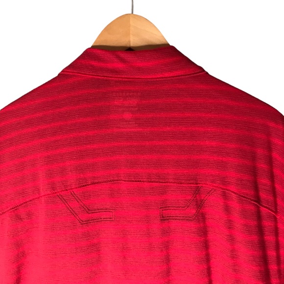 Mountain Hardwear 1/4 Zip Polo Shirt Performance Gear Red Stripes Men's XXL - Picture 10 of 12